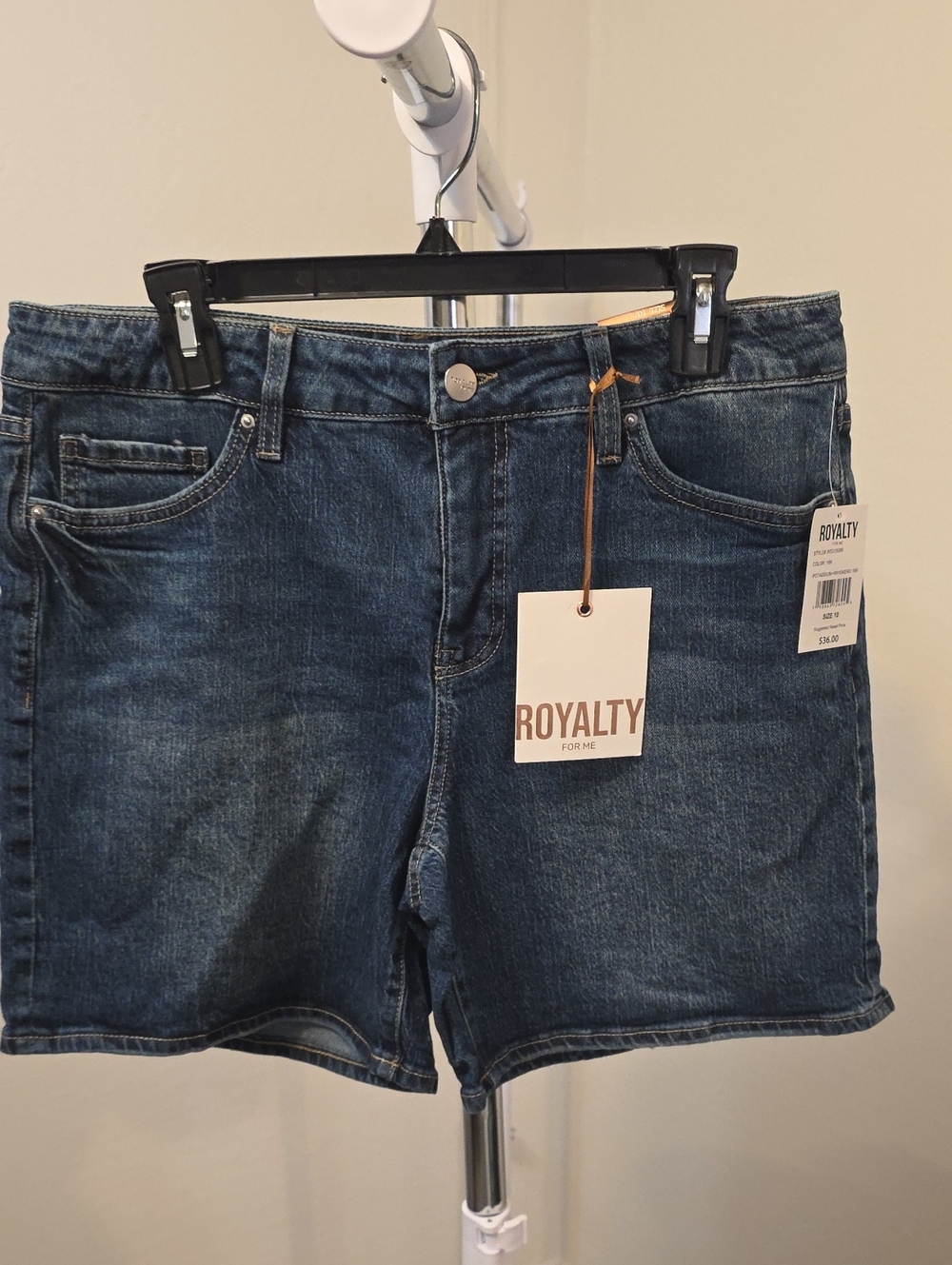 Royalty For Me Indigo Denim Shorts with Brown Logo